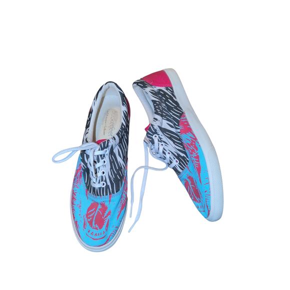 Bucketfeet Canvas Shoes Teal Black Pink Women’s Size 9 Good Condition - Picture 3 of 4